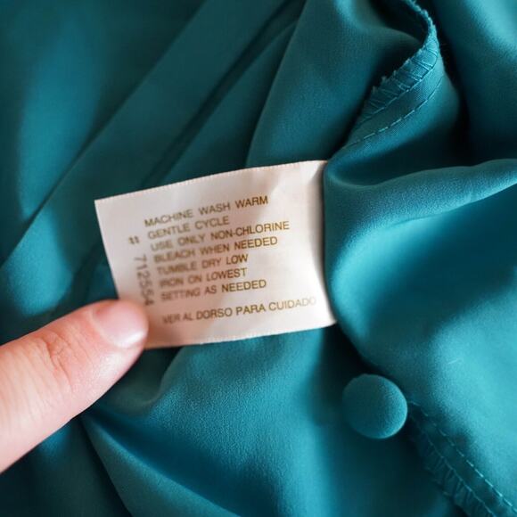 Vintage Christie & Jill Teal Blue Long Sleeve Button Up Womens 20W Plus Size - Picture 5 of 7